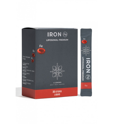 4 Lemons Iron Liposomal Premum / Липосомальное железо, 30 стиков 4 Lemons Iron Liposomal Premum / Липосомальное железо, 30 стиков