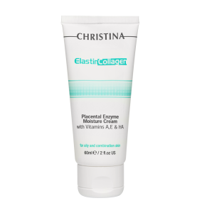 Christina (Кристина) ElastinCollagen Placental Enzyme Moisture Cream with Vitamins A, E & HA for oily and combination skin / Увлажняющий крем с витаминами А, Е и гиалуроновой кислотой для жирной и комбинированной кожи «Эластин, коллаген, плацентарный 