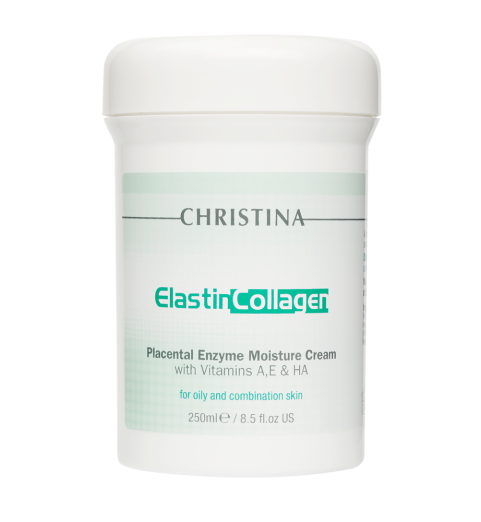 Christina (Кристина) ElastinCollagen Placental Enzyme Moisture Cream with Vitamins A, E & HA for oily and combination skin / Увлажняющий крем с витаминами А, Е и гиалуроновой кислотой для жирной и комбинированной кожи «Эластин, коллаген, плацентарный 