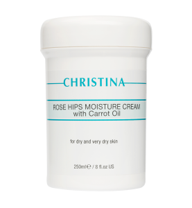 Christina (Кристина) Rose Hips Moisture Cream with Carrot Oil for dry and very dry skin / Увлажняющий крем с маслом моркови для сухой и очень сухой кожи «Шиповник», 250 мл