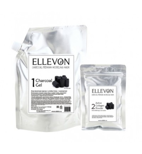 Ellevon (Эллевон) Charcoal Premium Modeling Mask / Премиум Альгинатная маска с углем (гель + коллаген), 1000 мл +100 мл Ellevon (Эллевон) Charcoal Premium Modeling Mask / Премиум Альгинатная маска с углем (гель + коллаген), 1000 мл +100 мл