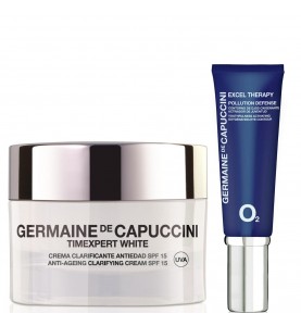 Germaine de Capuccini Набор для коррекции пигментных пятен: Крем для лица TE White SPF15 + Крем для глаз Excel Therapy O2