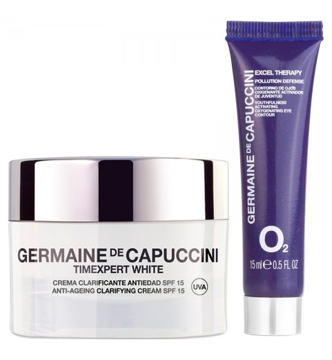 Germaine de Capuccini Набор Trendy Box: ET O2 Крем для кожи вокруг глаз + TE White Крем для коррекции пигментных пятен SPF15, 15 мл+50 мл