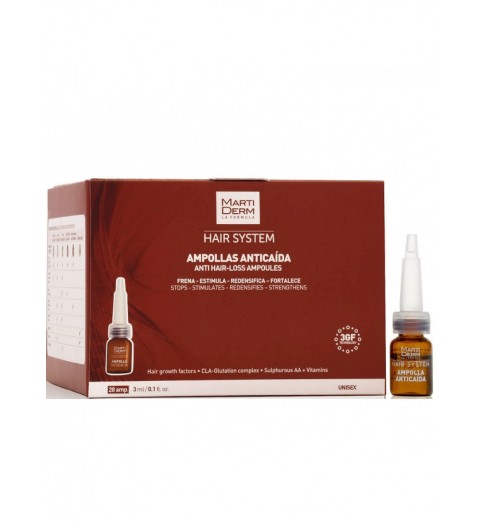 Martiderm Hair System Anti Hair-Loss Ampoules / Ампулы против выпадения волос, 28 шт по 3 мл